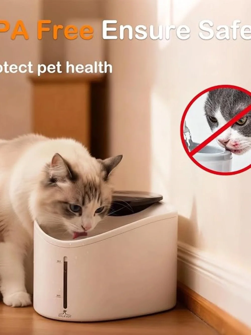 Wireless Pet Water Fountain, BPA-Free Ensure Safety, 2.5L/84oz App NIB!